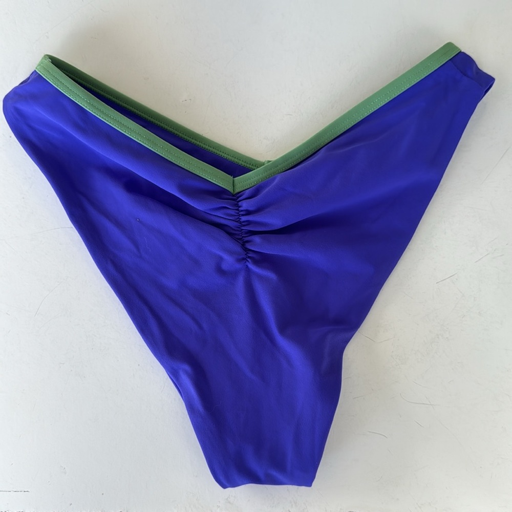 Mott 50 Amethyst Purple Blue Matcha Green Lined Bikini Swim Cheeky Ruched V cut - Picture 4 of 8